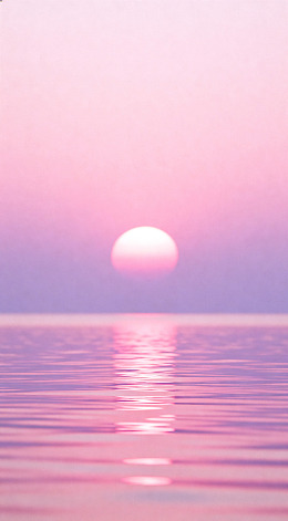 粉紫日落海面美景