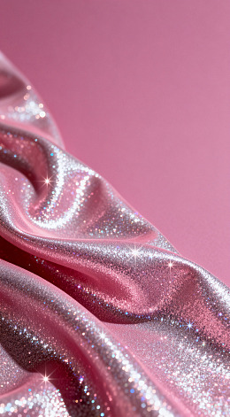 闪亮粉色丝绸布料特写
