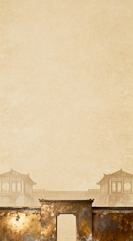 古风水墨风格古建筑海报