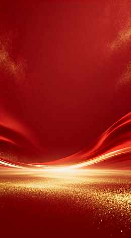 红色光辉金色粒子背景