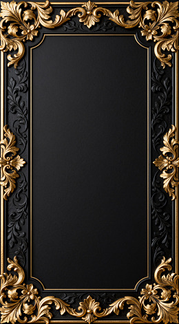 奢华金色雕花相框装饰图案