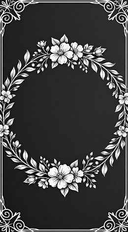 黑白花卉边框装饰画