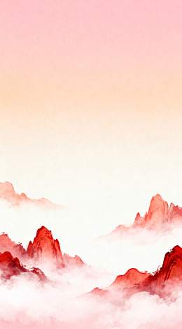 水彩山水画意境海报背景
