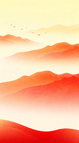 水彩山峦风景装饰画