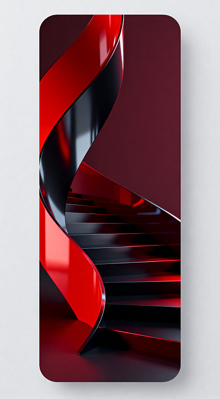 红色螺旋楼梯艺术壁纸