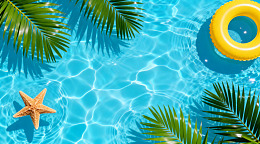 夏日泳池风光海报设计素材