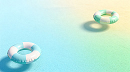 夏日海滩游泳圈