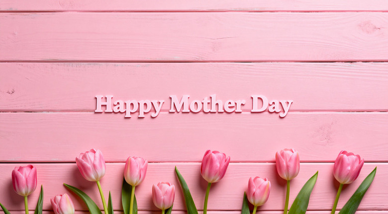 粉色郁金香母亲节贺卡