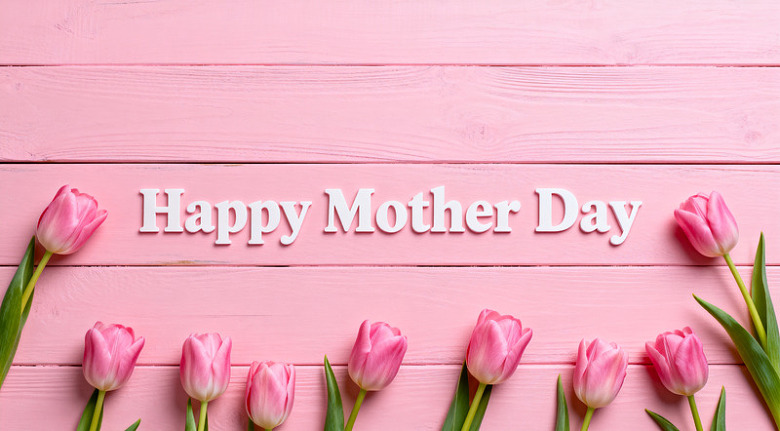 粉色郁金香母亲节贺卡