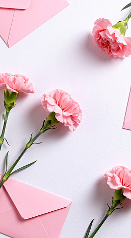 粉色康乃馨信封静物