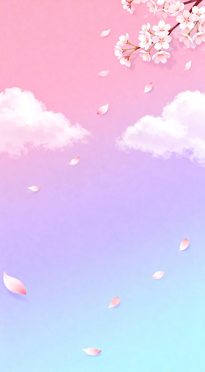 樱花飘落春意浓插画