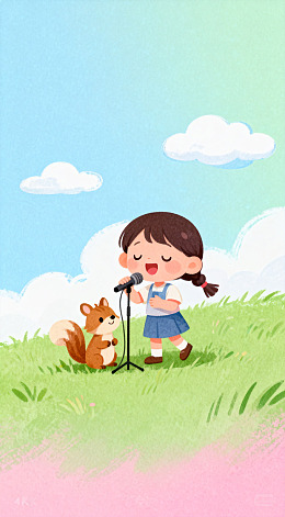 儿童与自然插画