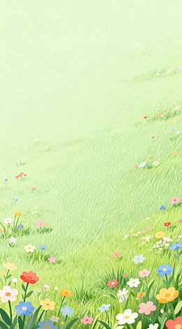 春日草地花卉插画