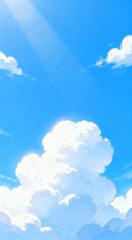 蓝天白云插画风格海报素材