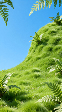 绿意盎然山坡风景图