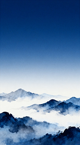 水墨山水画山脉云雾风景