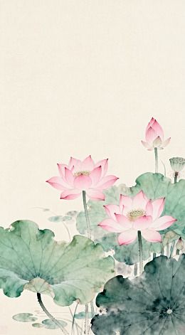 水墨荷花中国画装饰画素材