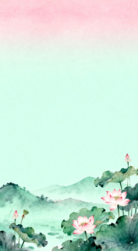 水墨荷花山水画背景设计素材