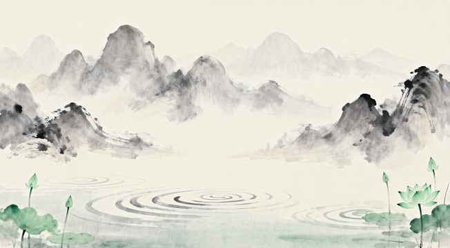 水墨山水画风景画素材