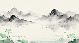 水墨山水画风景图