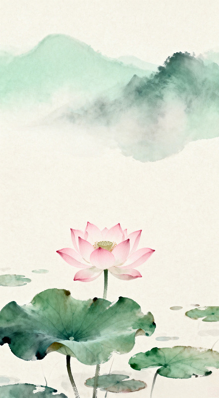水墨荷花山水画艺术插图