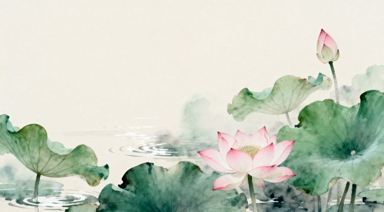 水墨荷花装饰画