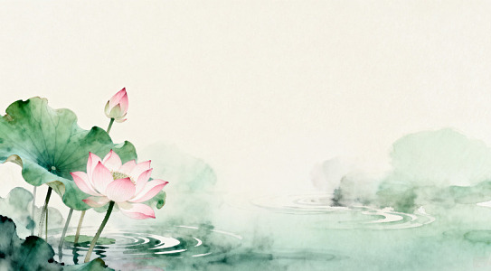 水墨荷花中国画背景素材