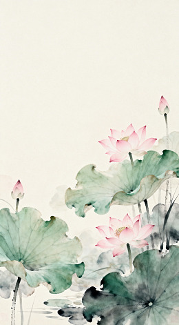 水墨荷花国画装饰画