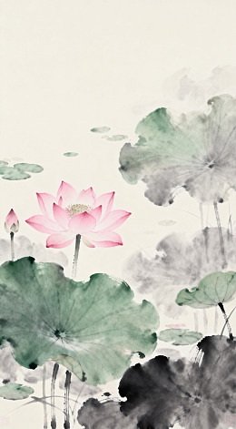 水墨荷花装饰画