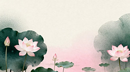 水墨风荷花写意画素材