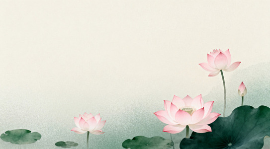 水墨风荷花意境国画装饰画