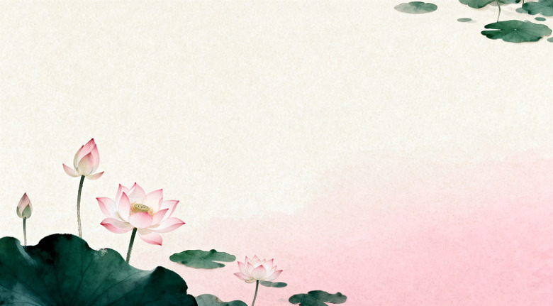 水墨荷花国画风格淡雅背景素材