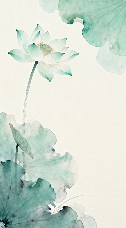 水墨荷花淡雅艺术画作