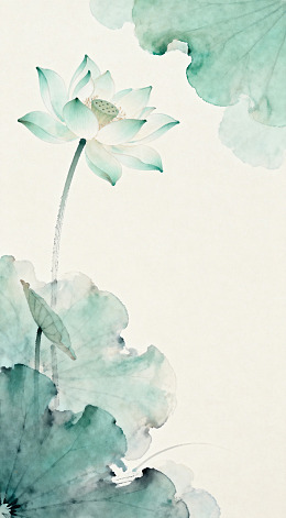 水墨荷花淡雅艺术画作