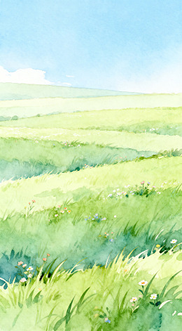 水彩田园风光画作