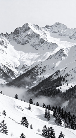 雪山风光黑白