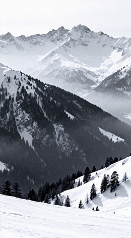 雪山风光黑白