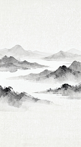 水墨山水画远山云雾图