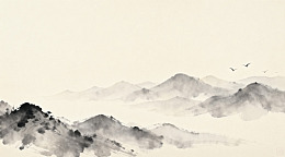 水墨山水画远景水墨画