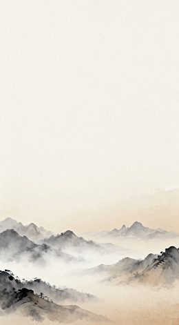 水墨山水画云雾缭绕