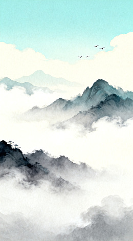 水墨山水画远山云烟