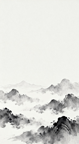 水墨山水画云雾缭绕