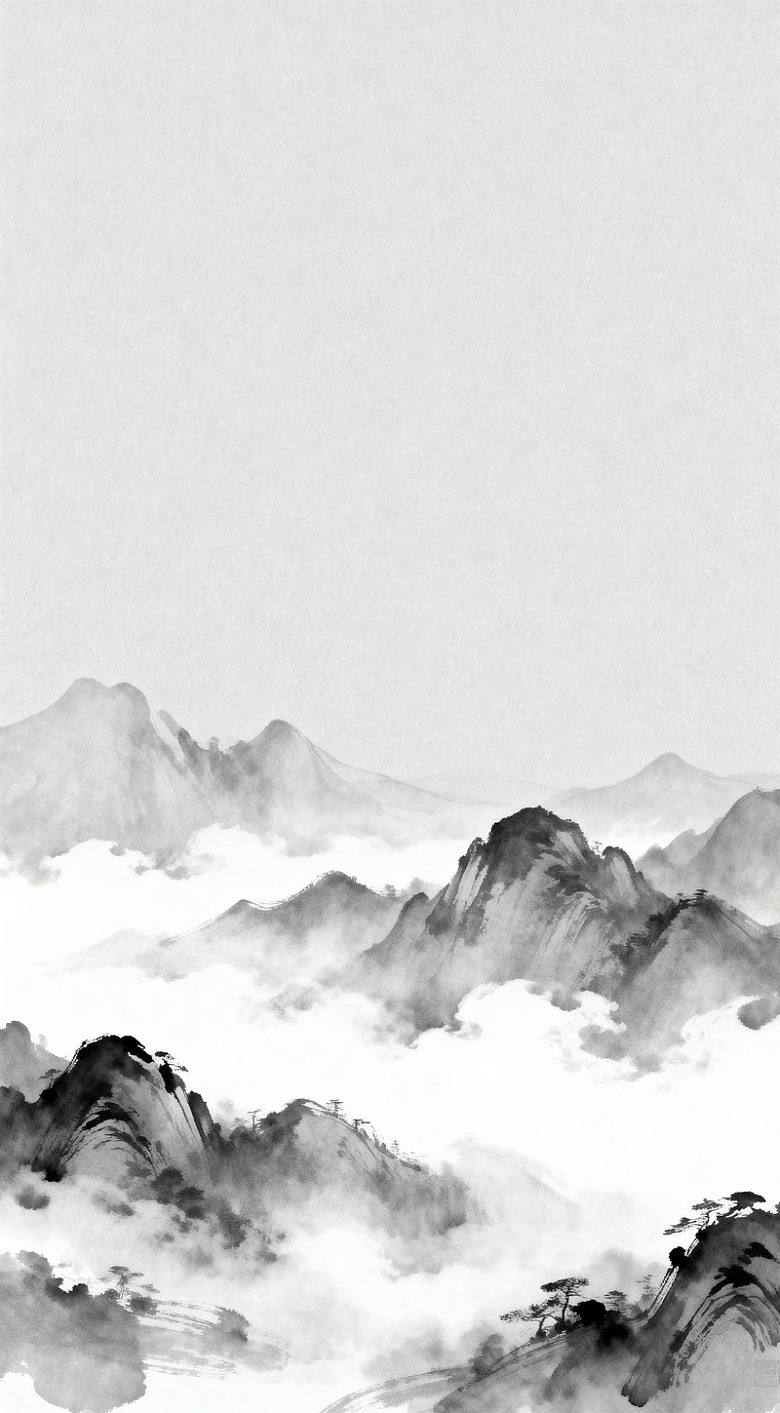 山水墨画中国传统水墨风景