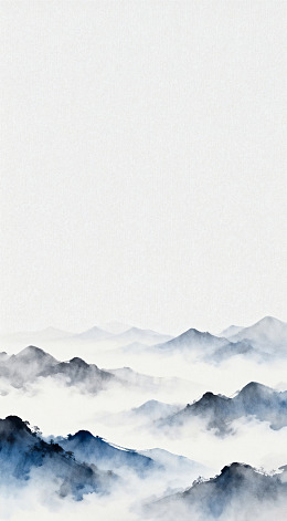 水墨山水画远山云雾