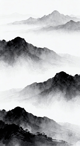 水墨山水画意境远山风光