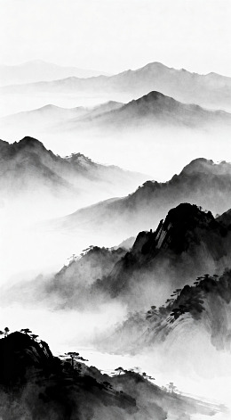 水墨山水画层峦叠嶂