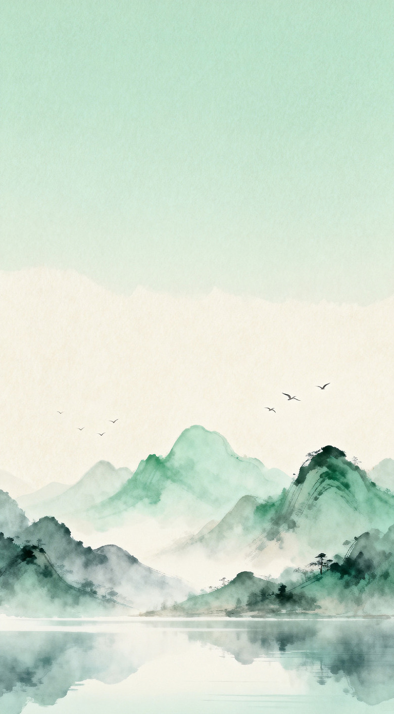 水墨山水画湖光山色