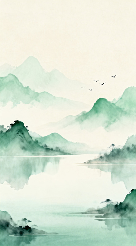 水墨山水国画风景图