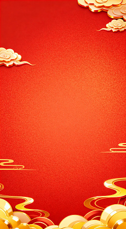 红色喜庆金云装饰图案