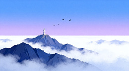 山巅灯塔梦幻景象